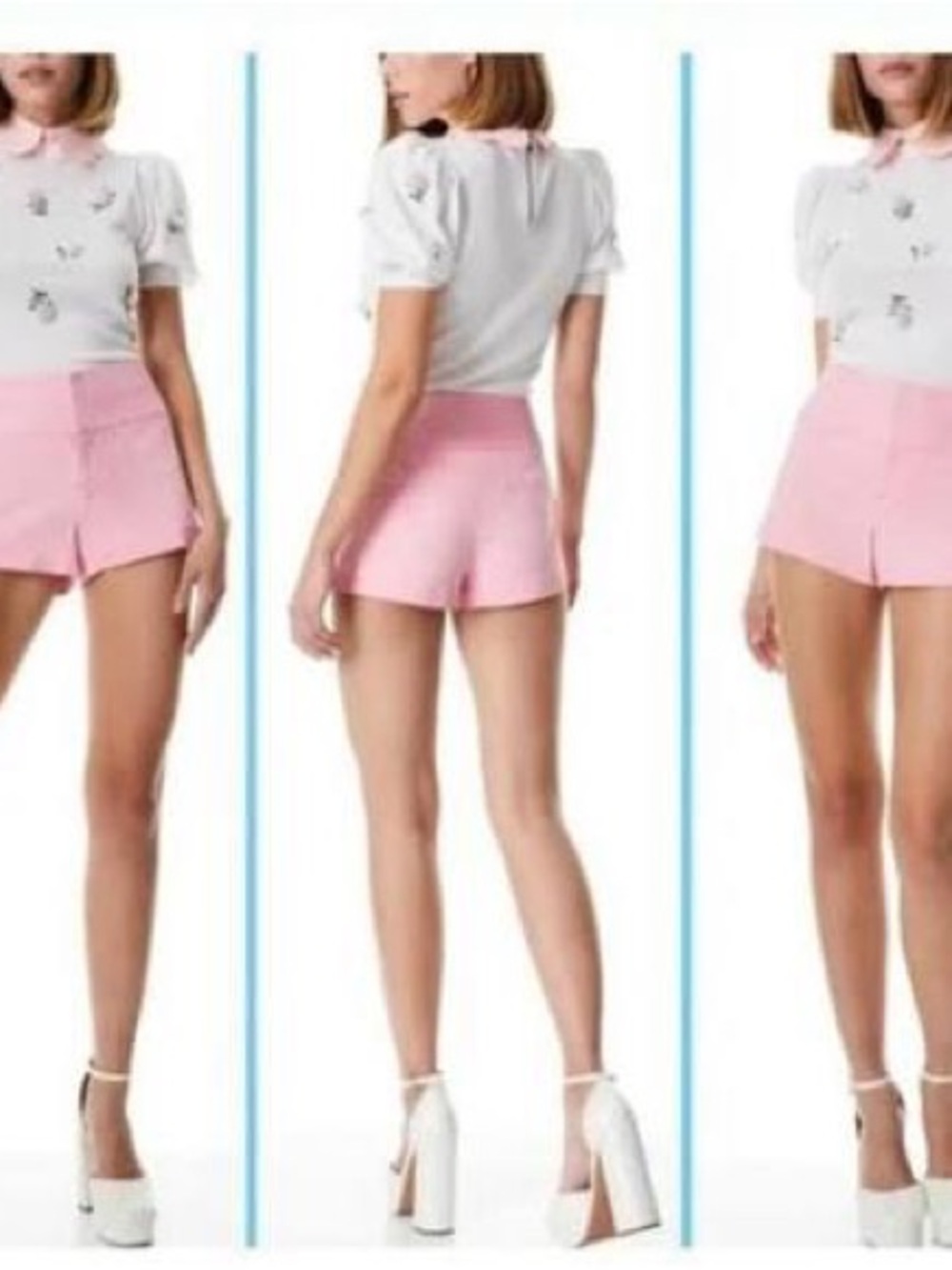Alice + Olivia Pastel Pink High-Waist Tailored Shorts